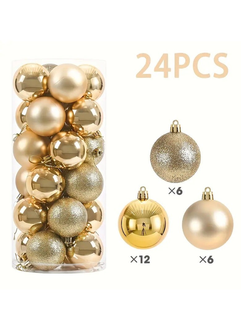 24pcs Festive Christmas Ornament Set - Durable Plastic Balls for Tree Decoration, Perfect for Holiday Home & Party Decorations - Image 1