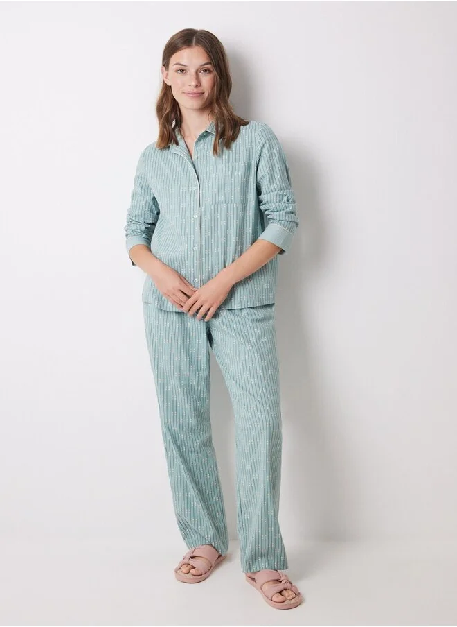 women'secret Long Blue Flannel Shirt Pajamas