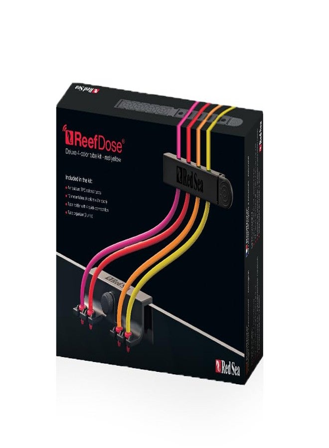 Red Sea ReefDose Deluxe 4 Color Dosing Tube Kit Red Yellow Orange Pink | Saltwater Marine Aquarium Dosing Pump Tubing Set with Clips and Tubing Holder - Image 2