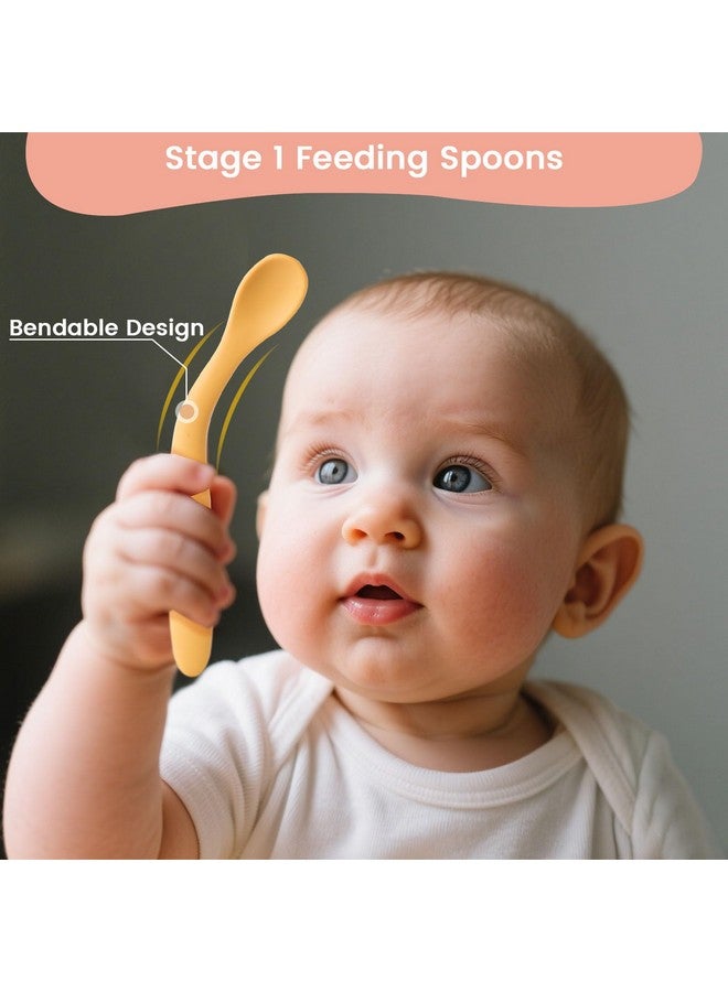 HANSGO Silicone Baby Feeding Spoons, 8PCS First Stage Infant Spoons Utensils Feeding Supplies with Warm Soft Colors, Dishwasher and Boil Safe - Image 3