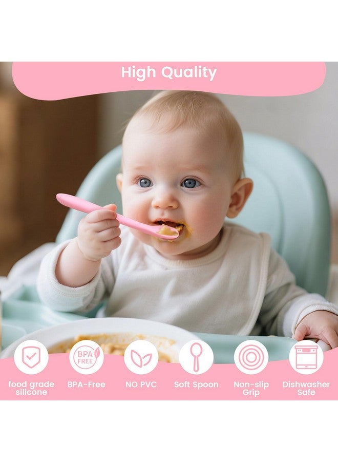 HANSGO Silicone Baby Feeding Spoons, 8PCS First Stage Infant Spoons Utensils Feeding Supplies with Warm Soft Colors, Dishwasher and Boil Safe - Image 2