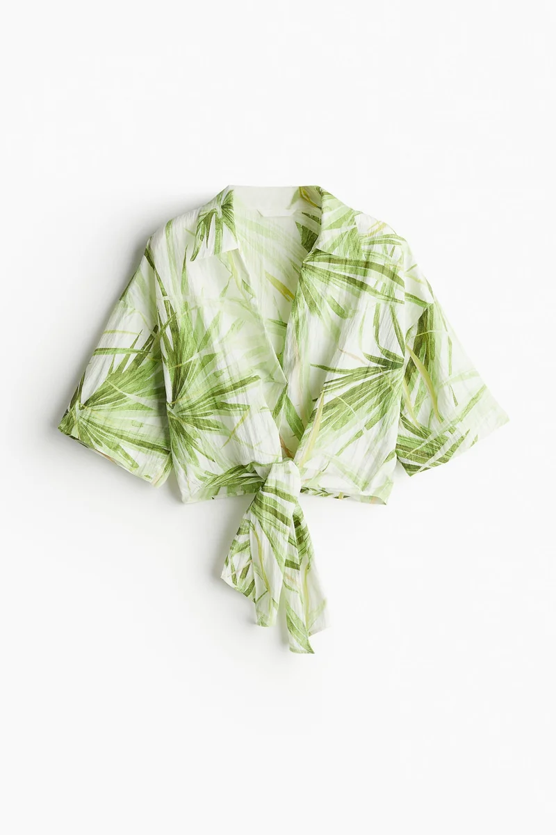 H&M Printed Tie Detail Crop Top