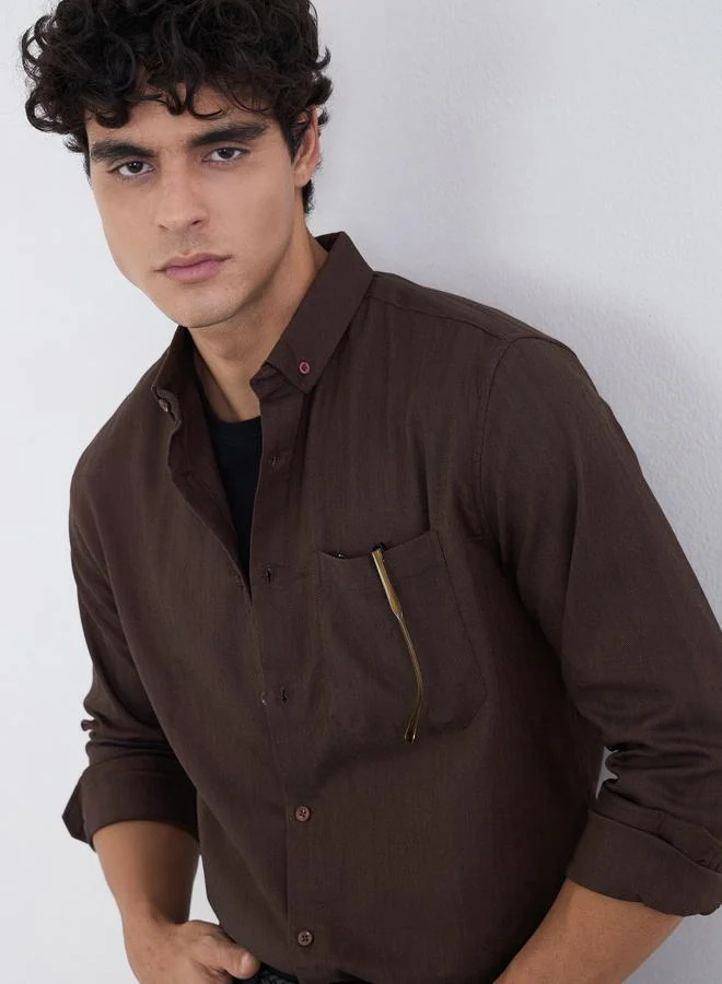 Styli Men Regular Fit Textured Casual Shirt