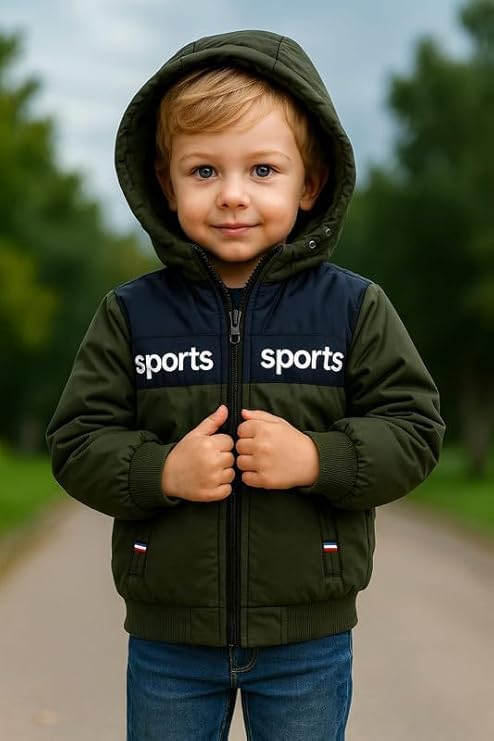 Krystle Boys Woolen Hooded Winter Jacket – Soft, Warm & Comfortable Outerwear (Green,3-4 Years) - Image 2