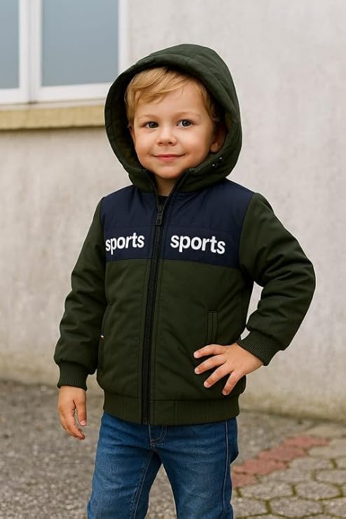 Krystle Boys Woolen Hooded Winter Jacket – Soft, Warm & Comfortable Outerwear (Green,3-4 Years) - Image 3