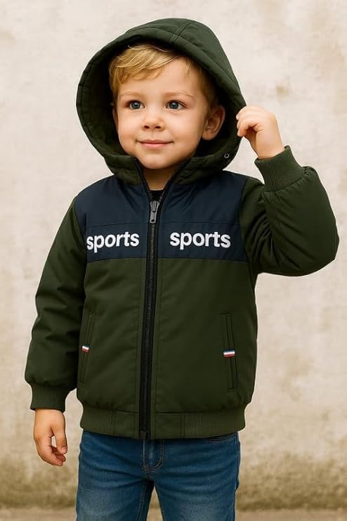 Krystle Boys Woolen Hooded Winter Jacket – Soft, Warm & Comfortable Outerwear (Green,3-4 Years) - Image 4