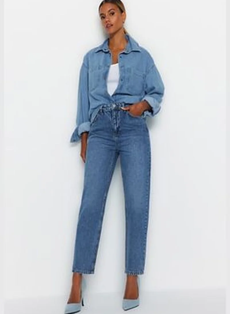 trendyol Blue High Waist Mom Jeans TWOAW24JE00076