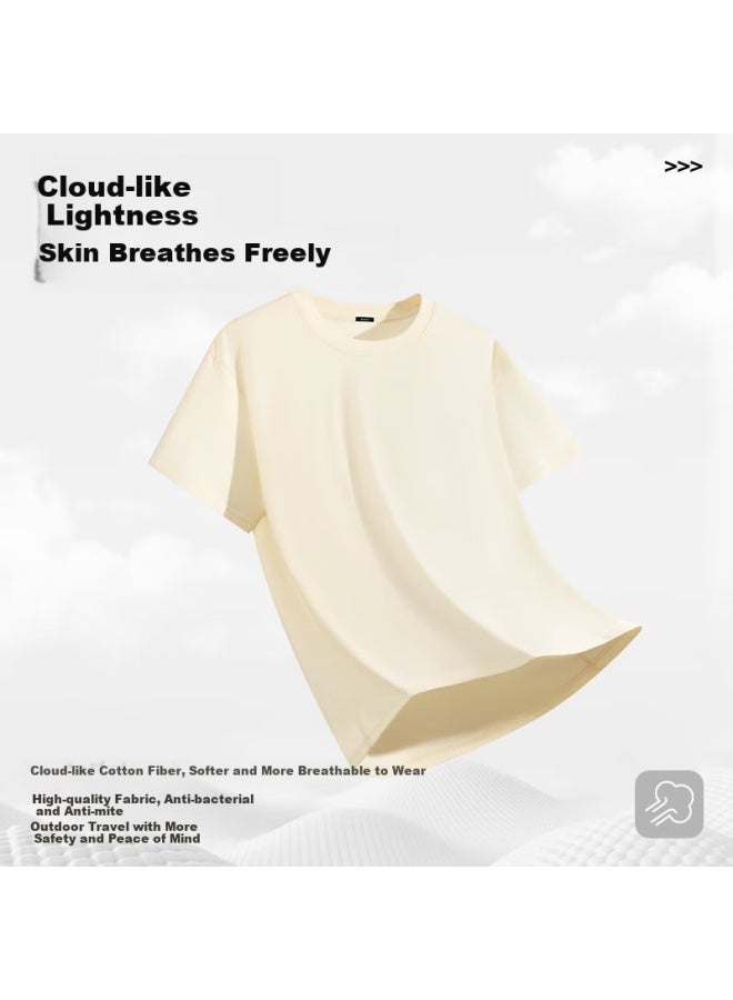 Mingchuang Youpin Miniso Men's Solid Color Short Sleeve T-shirt Men's Heavyweight Sports Casual Antibacterial T-shirt Summer Half Sleeve Z Purple 2XL - Image 3