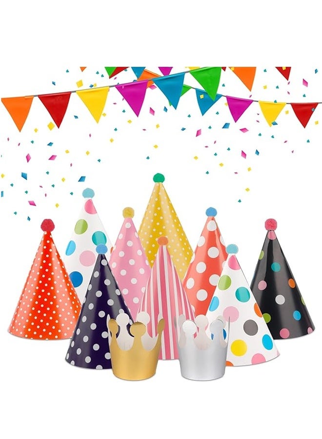 11 PCS Multi-Color Birthday Hats, Festival Cone Hats for Party Supplies, Paper Cone Caps, Lovely Cake Birthday Paper Caps for Anniversary - Image 2