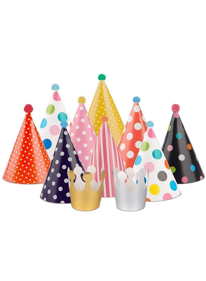 11 PCS Multi-Color Birthday Hats, Festival Cone Hats for Party Supplies, Paper Cone Caps, Lovely Cake Birthday Paper Caps for Anniversary - Image 1
