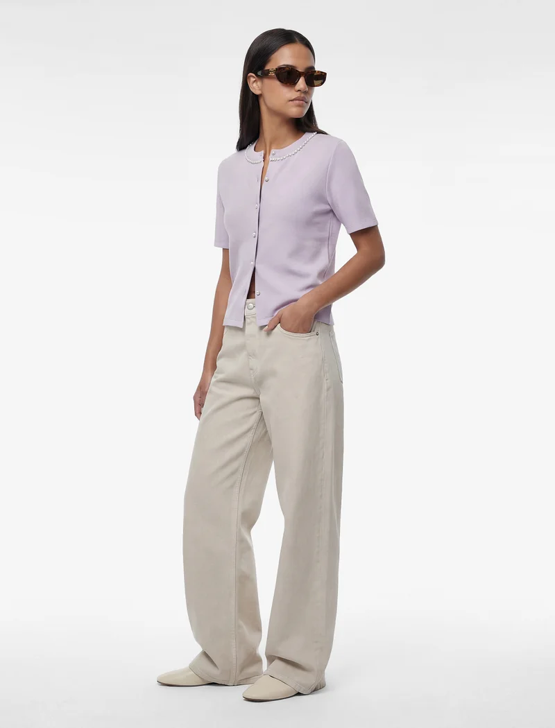كوتون Short Sleeve Crop Cardigan