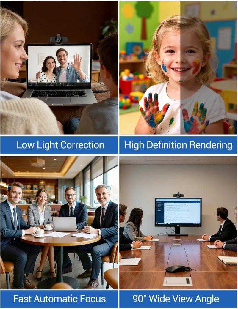 RUWBY Full HD 1080P Webcam with Built-in Dual Mics, Wide-Angle Lens, Privacy Cover, Tripod Stand, Autofocus Computer Camera, Plug and Play for Desktop PC or Laptop - Image 4
