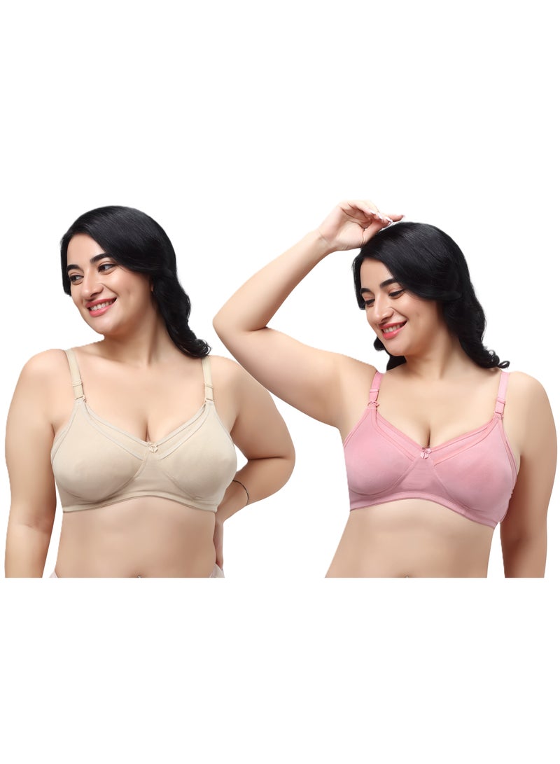 RAJNI Women's Maternity Nursing Bra Soft Stretch Cotton Non-Padded Wirefree Full Coverage Anti-Sag Pack of 2 - Image 1