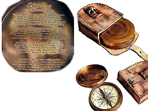THOR INSTRUMENTS 2.5" Robert Frost Poem Compass with Handmade Leather Carry Case Free Rustic Vintage Home Decor Gifts - Image 2