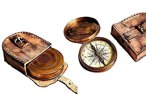 THOR INSTRUMENTS 2.5" Robert Frost Poem Compass with Handmade Leather Carry Case Free Rustic Vintage Home Decor Gifts - Image 1