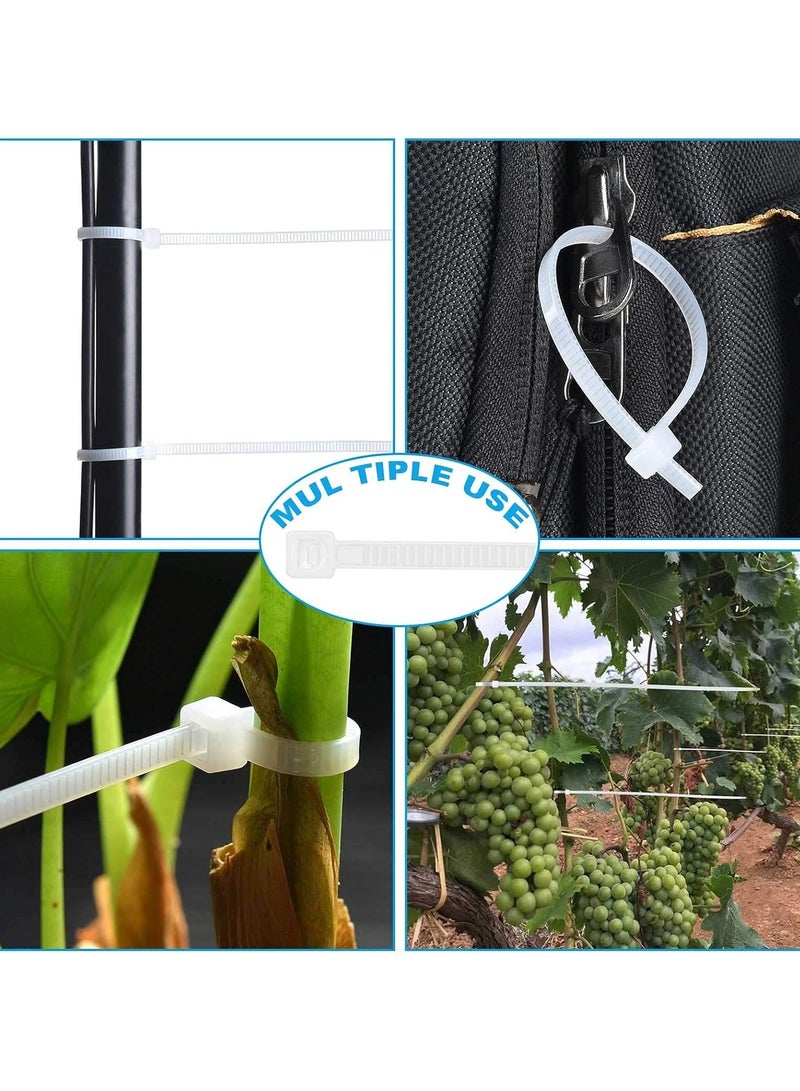 MNODWLOF Zip Ties 100 pcs 8 inch Cable Zip Ties, Premium Plastic Wire Ties with 30 LBS Tensile Strength, UV Resistant Cable Ties, Self-Locking White Nylon... - Image 2