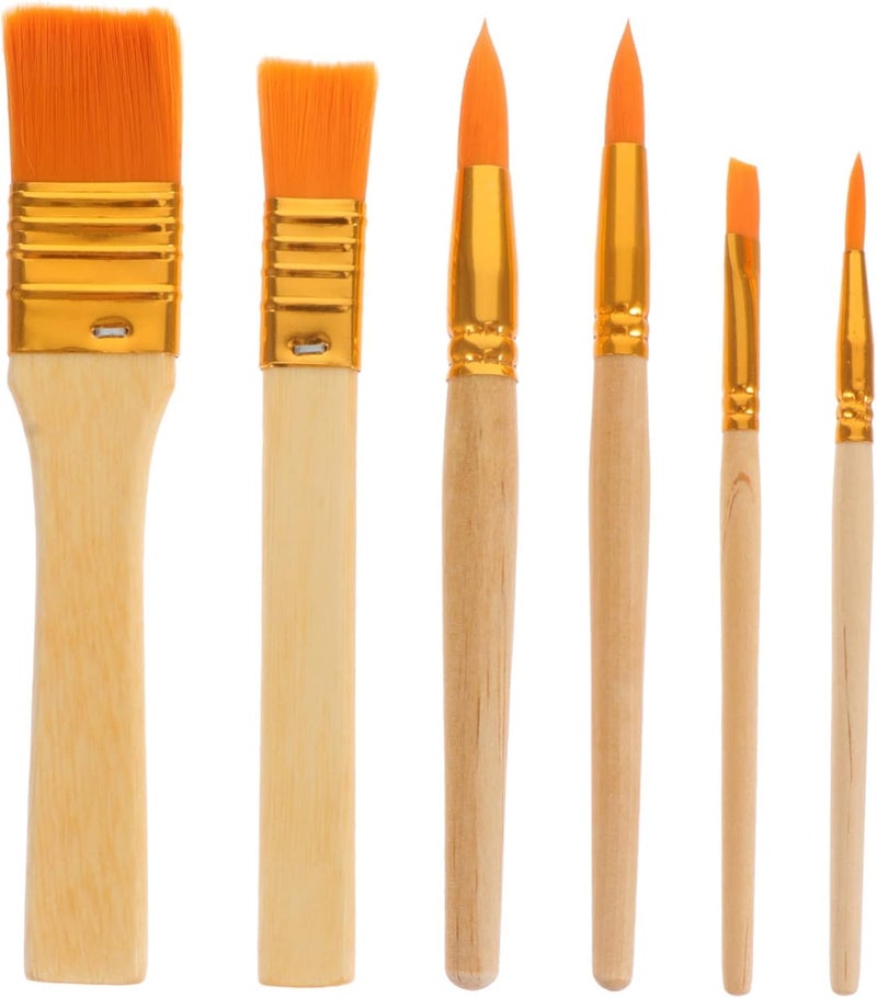Amazon Brand - Umi Amazon Brand - Umi 6Pc Short Handle Synthetic Paintbrush Set - Premium Round and Flat Brushes for Acrylic, Watercolor, Oil, and Canvas Painting, Ideal for Artists, Beginners and Professionals - Image 1