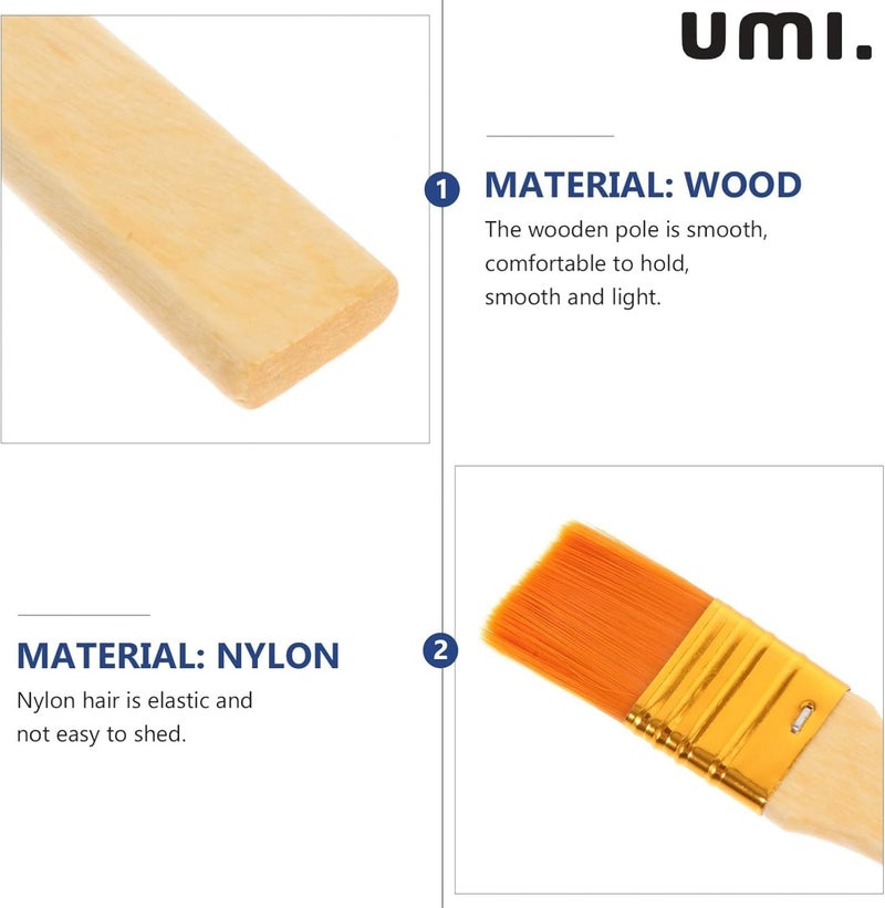Amazon Brand - Umi Amazon Brand - Umi 6Pc Short Handle Synthetic Paintbrush Set - Premium Round and Flat Brushes for Acrylic, Watercolor, Oil, and Canvas Painting, Ideal for Artists, Beginners and Professionals - Image 4
