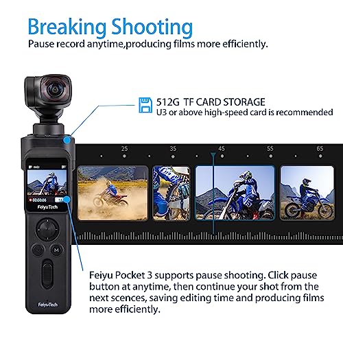FeiyuTech مجموعة فييو بوكيت 3: مقبض عن بُعد وكاميرا – كاميرا مع مثبت ثلاثي المحاور، تصميم قابل للفصل بدون أسلاك، قاعدة مغناطيسية، للسفر، مدونات السيارات، الحيوانات الأليفة ومقاطع فيديو يوتيوب، فييوVCAM3S - Image 5