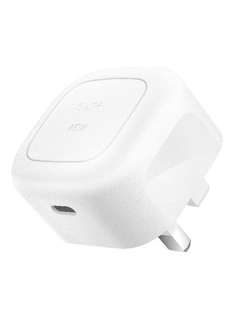 Compact Wall Charger 45W , USB-C Power Delivery Fast Charging for Apple iPhone 16, 16 Plus, 16 Pro, 16 Pro Max, 15 Serie, Samsung Galaxy S25, iPad, AirPods & More - White White