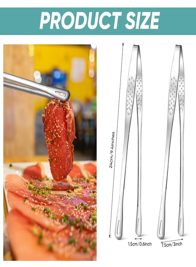ميكو مجموعة ميكو من 6 قطع، ملاقط شواء كورية يابانية من الفولاذ المقاوم للصدأ، بطول 9.5 بوصة، مثالية للطهي المنزلي والخارجي، مناسبة لشرائح اللحم والسلطات والطعام. - Image 2