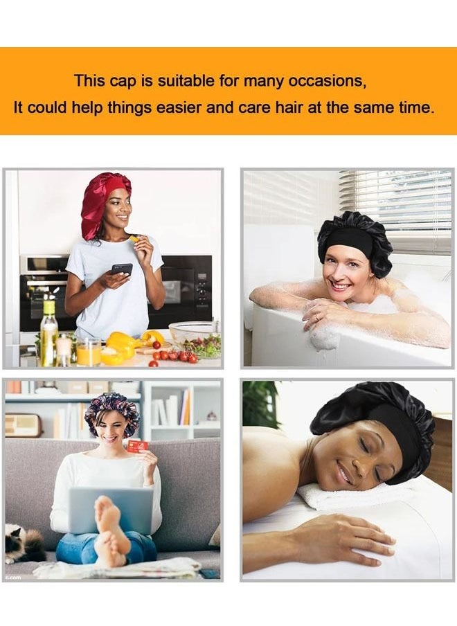 2 Pcs Double Sided Adjustable Sleep Hair Cover Bonnet, Soft Satin Silk Bonnet Cap (Yellow+Khaki)