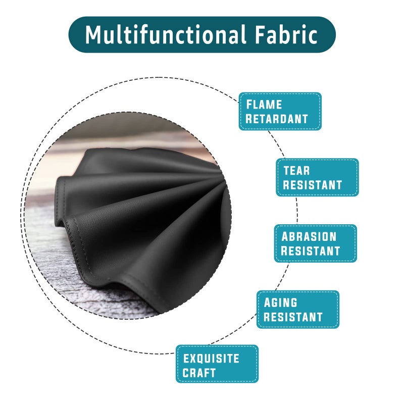AmazeCov Premium Headrest Cover for Recliner Chair, Flame Retardant Faux Leather Recliner Headrest Protector, Wear Resistant Recliner Headrest Cover for Office Chair Theater Seat, 16W*27L, Black - Image 3