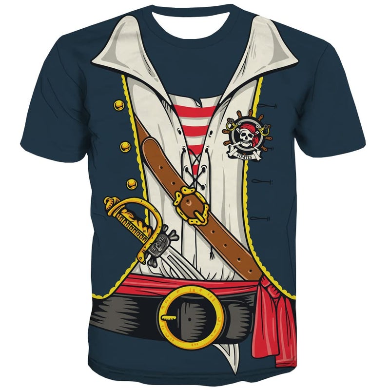 KYKU Pirate T Shirts for Men Funny Print Adult Tshirts Novelty Pirates T-Shirt - Image 1