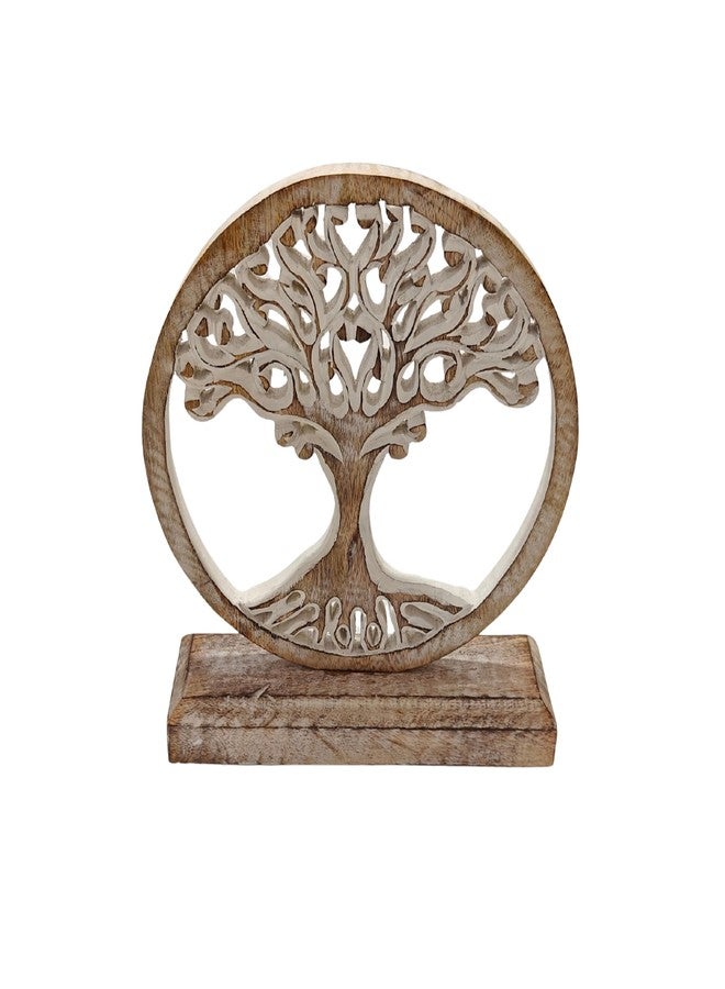 VANIYA CRAFTS تمثال شجرة الحياة الخشبي من VANIYA CRAFTS® - تمثال منحوت يدويًا لتزيين الطاولة، مناسب لغرفة المعيشة أو غرفة النوم أو المكتب أو الرف (أبيض عتيق) - Image 4