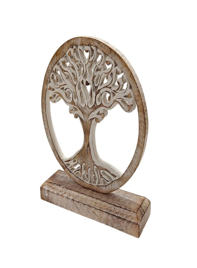 VANIYA CRAFTS تمثال شجرة الحياة الخشبي من VANIYA CRAFTS® - تمثال منحوت يدويًا لتزيين الطاولة، مناسب لغرفة المعيشة أو غرفة النوم أو المكتب أو الرف (أبيض عتيق) - Image 5