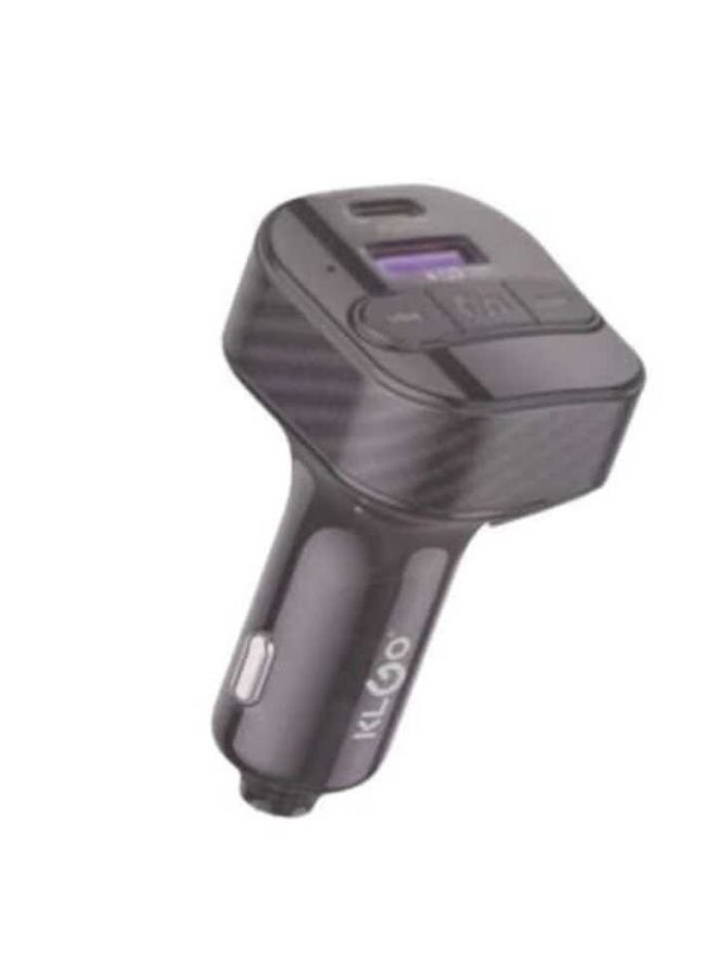 Bluetooth car charger with fast charging support built in microphone and control buttons black - Image 1