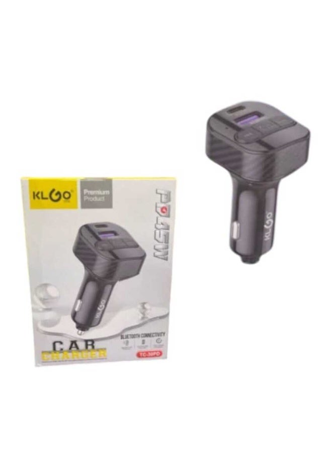 Bluetooth car charger with fast charging support built in microphone and control buttons black - Image 2