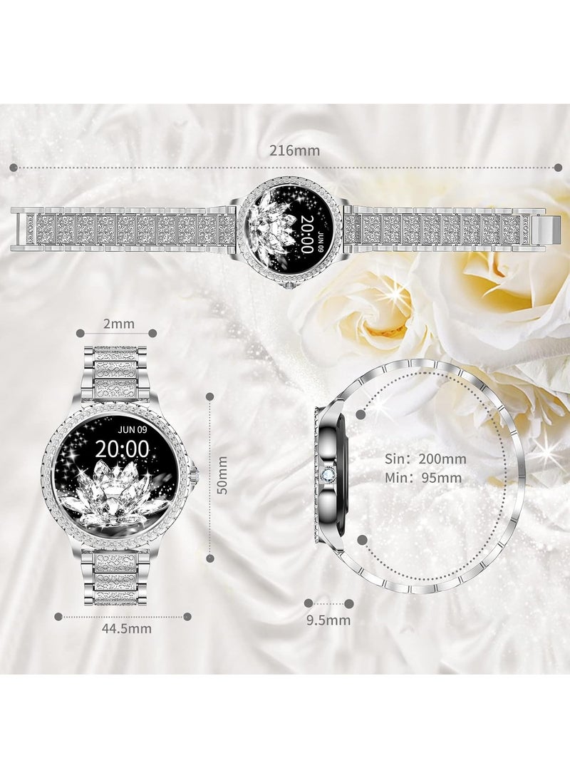 RollsTimi  Fashion Women's Bluetooth Smartwatch, Silver Diamond Dial, 1.32 Inch Full Screen Touch, Answer/Make Calls, IP67 Waterproof RT i58 - Image 4