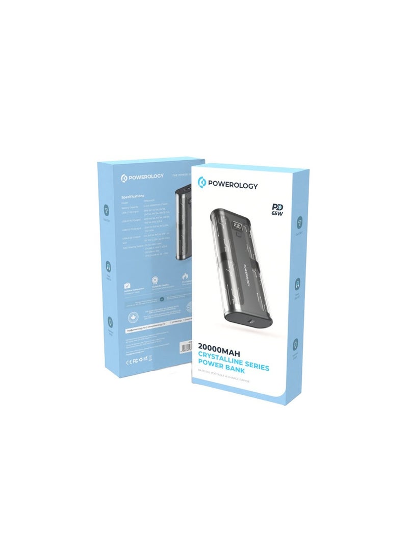 Powerology Crystalline Series Powerbank 20000mAh PD 65W - Transparent/Grey  - Image 2