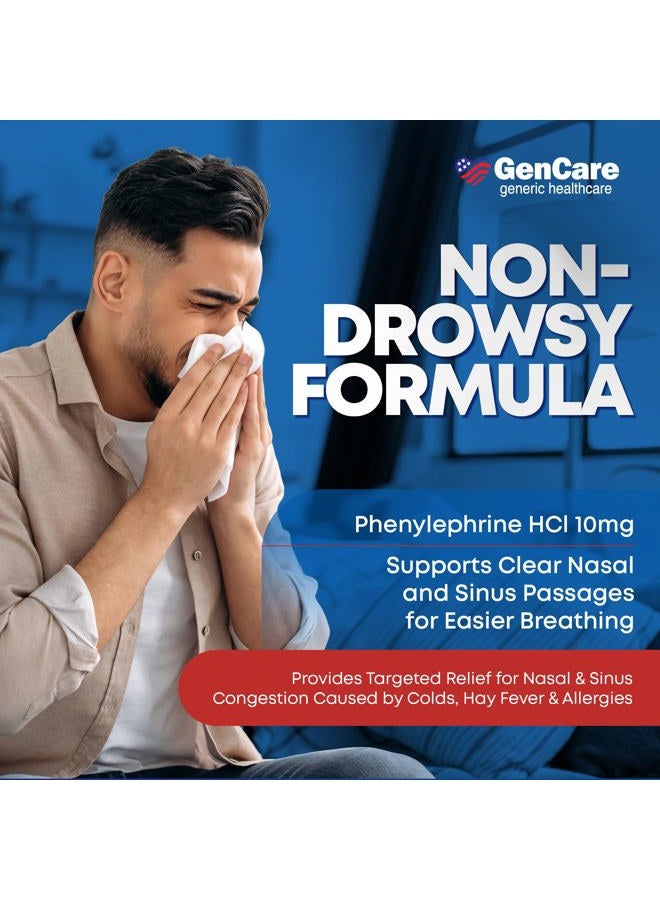 GenCare Nasal Decongestant (10mg Tablets) Phenylephrine HCl (300 Tablets Per Bottle) | Value Pack Non Drowsy Sinus and Nasal Congestion Relief | Lower Sinus Pressure Due to Allergies or Illness - Image 3