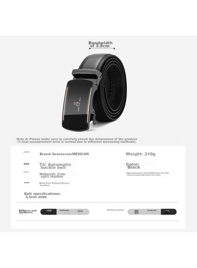 Scarecrow Men's Leather Belt With Automatic Buckle, Genuine Cowhide Business Waistband, Casual Trendy Trouser Belt, Qixi Valentine's Day Gift For Boyfriend - Image 5