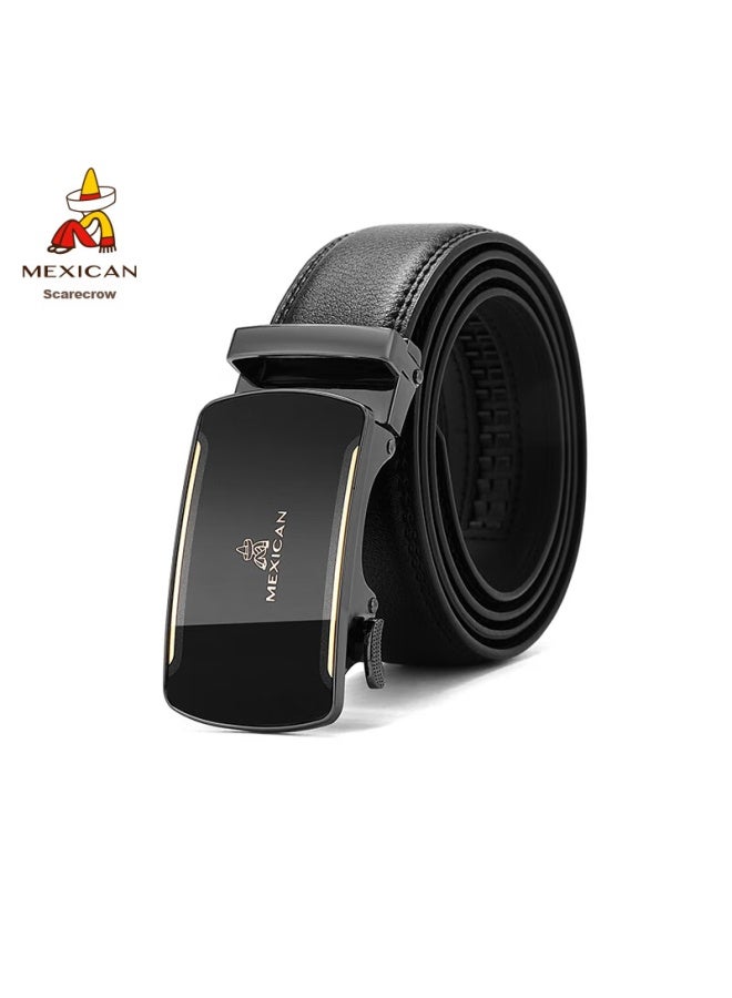 Scarecrow Men's Leather Belt With Automatic Buckle, Genuine Cowhide Business Waistband, Casual Trendy Trouser Belt, Qixi Valentine's Day Gift For Boyfriend - Image 4