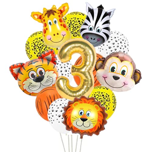 Fi - Flick In Jungle Theme Party Decorations 3Rd Birthday Jungle Safari Animal Balloons Set 17Pcs, Wild One Decoration - Aluminium, Multicolor - Image 1