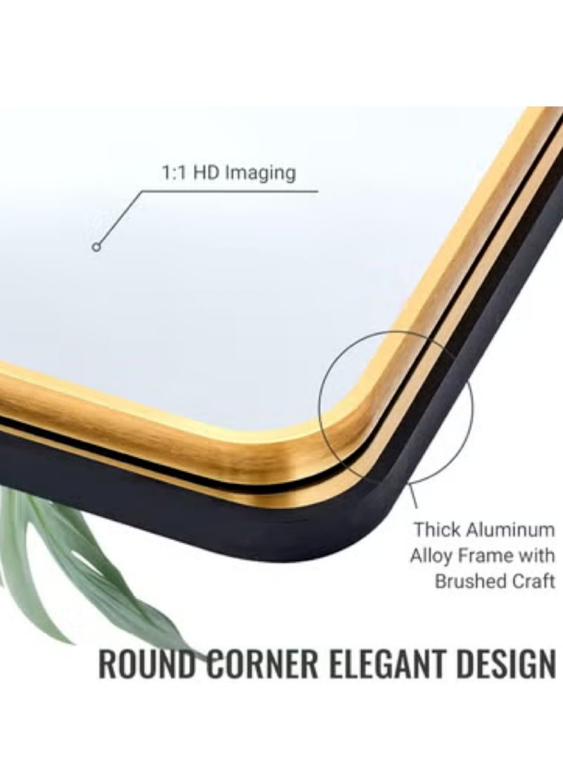 Bathroom Mirror Full Length Mirror Rectangular Wall Mounted Mirror with Aluminum Alloy Framed Dressing Mirror for Living Room Bedroom Bathroom Entryway Hallway Vanity （Gold 60*90CM） - Image 4