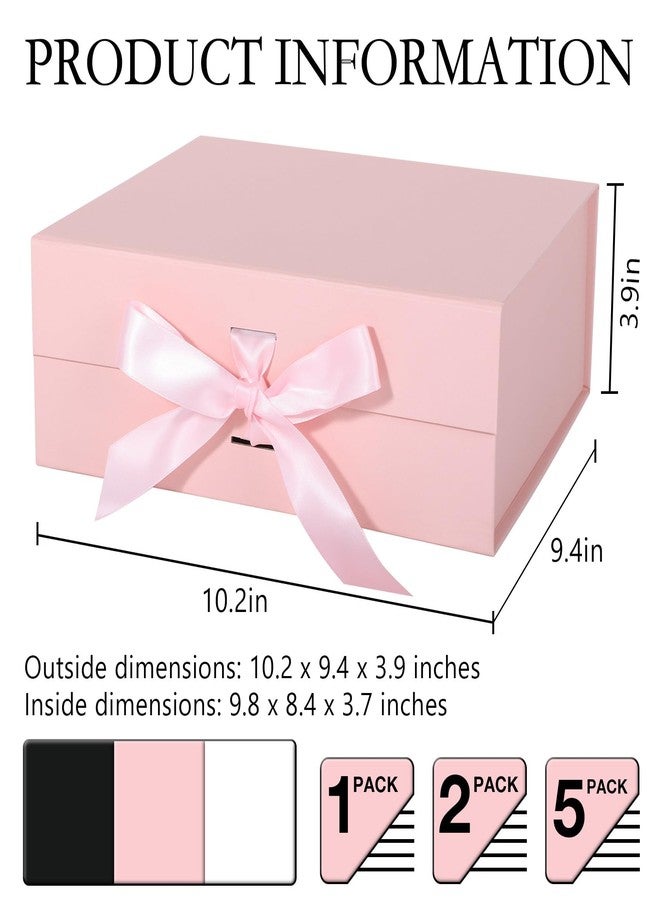 LFBOX Pink Gift Box with Ribbon Magnetic Lids 10.2x9x3.74 in, Bridesmaid Groomsman Proposal Boxes, Wedding Graduation Storage Box 5 Pack - Image 2