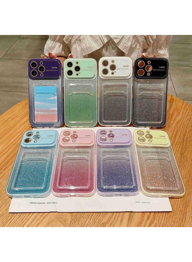 S-TOP Case For iPhone 11 Pro Max Large Window Gradient Glitter Phone Case with Card Slot - Image 2