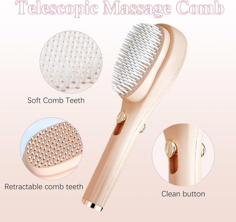 SKYWORK Self-cleaning Anti-static Massage Comb - Hair Brush for Adults and Kids 4-in-1 Self Cleaning Hairbrush Massage Brush Hair Combs, Detangling Hairdressing Brush (Design 2) - Image 2