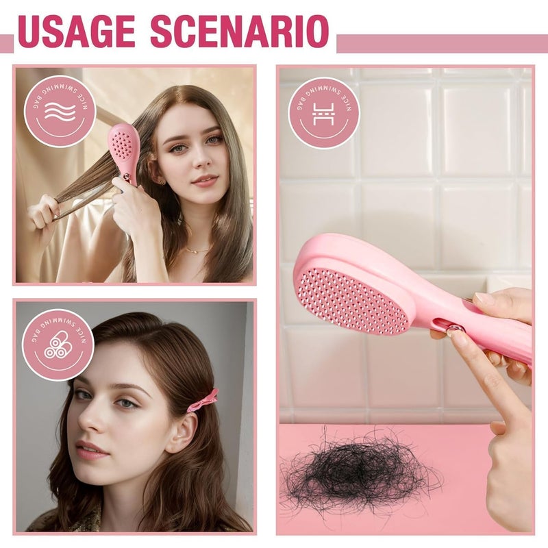 SKYWORK Self-cleaning Anti-static Massage Comb - Hair Brush for Adults and Kids 4-in-1 Self Cleaning Hairbrush Massage Brush Hair Combs, Detangling Hairdressing Brush (Design 2) - Image 4