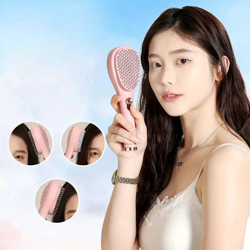 SKYWORK Self-cleaning Anti-static Massage Comb - Hair Brush for Adults and Kids 4-in-1 Self Cleaning Hairbrush Massage Brush Hair Combs, Detangling Hairdressing Brush (Design 2) - Image 5