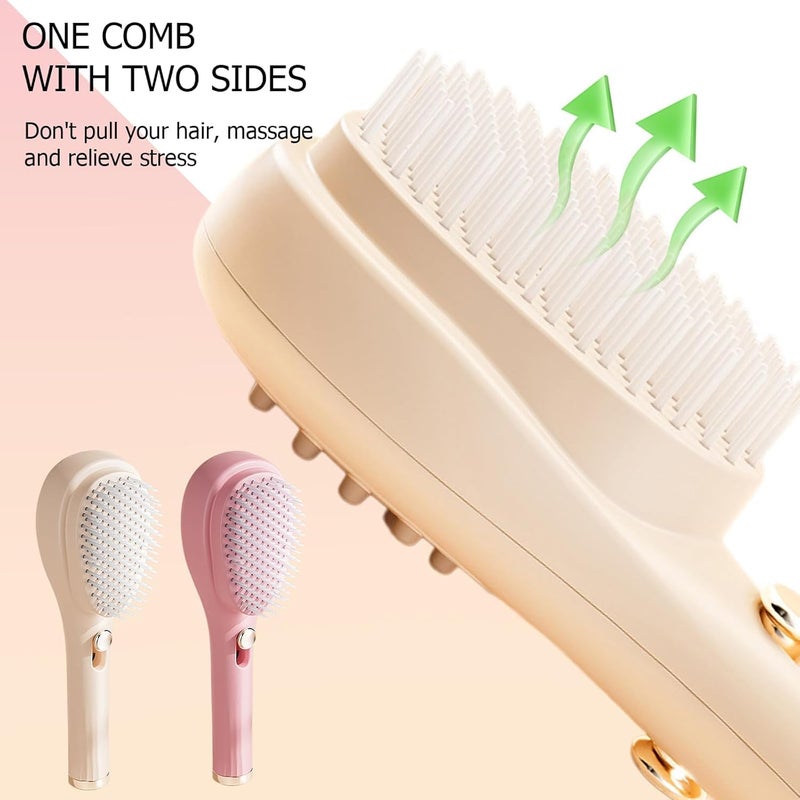 SKYWORK Self-cleaning Anti-static Massage Comb - Hair Brush for Adults and Kids 4-in-1 Self Cleaning Hairbrush Massage Brush Hair Combs, Detangling Hairdressing Brush (Design 2) - Image 3