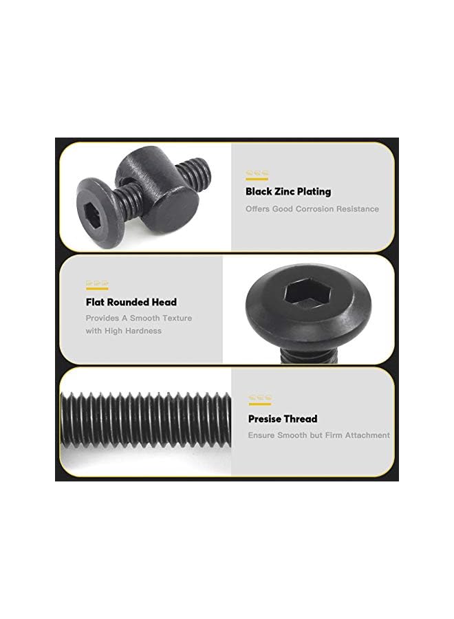 Generic M6 x 20mm 50PCS Black Zinc Plated Hex Socket Cap Bolts Crib Bolts and Barrel Nuts Cross Dowel Replacement for Crib Cots Beds Chair Table Desk Furniture  - Image 4
