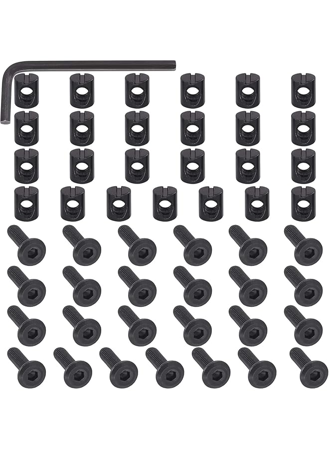 Generic M6 x 20mm 50PCS Black Zinc Plated Hex Socket Cap Bolts Crib Bolts and Barrel Nuts Cross Dowel Replacement for Crib Cots Beds Chair Table Desk Furniture  - Image 1