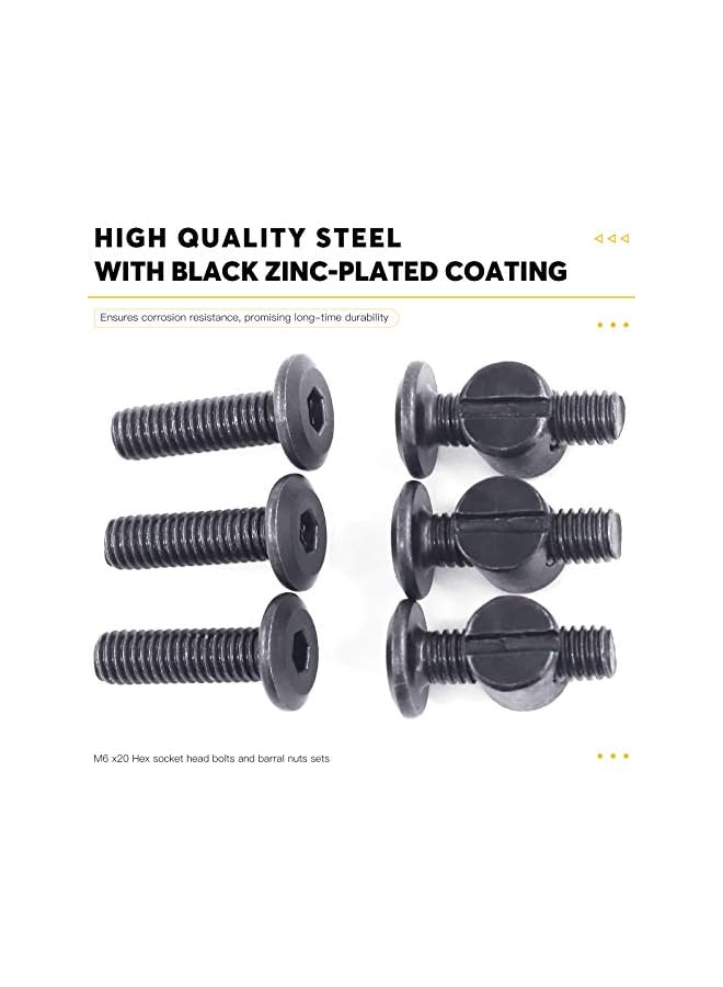 Generic M6 x 20mm 50PCS Black Zinc Plated Hex Socket Cap Bolts Crib Bolts and Barrel Nuts Cross Dowel Replacement for Crib Cots Beds Chair Table Desk Furniture  - Image 5