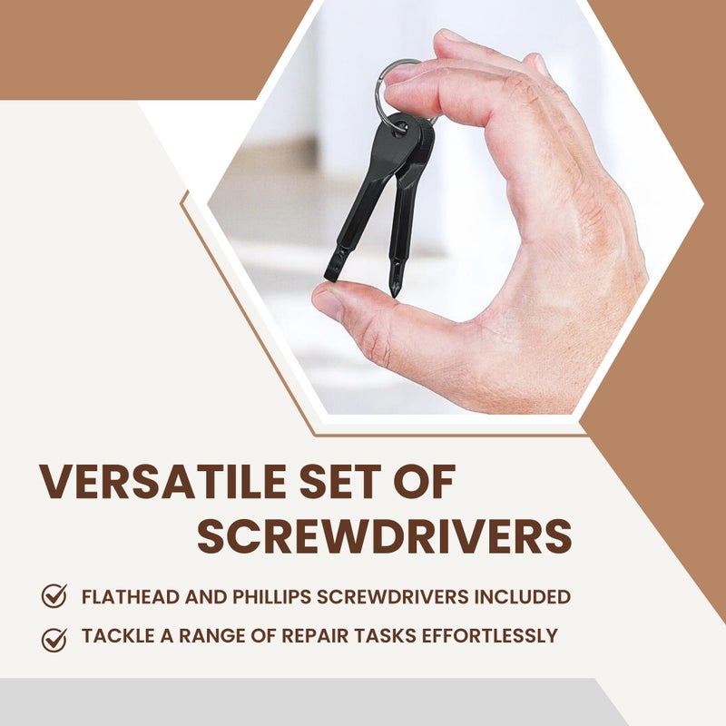 Gadgetime USA Pocket Screwdriver Set (Pack of 2) - Best Stocking Stuffers - EDC Keychain - Portable Repair Tool for Small Projects, Furniture - Compact & Ergonomic Flat Head & Phillips Key Screwdriver - 2 Colors - Image 3