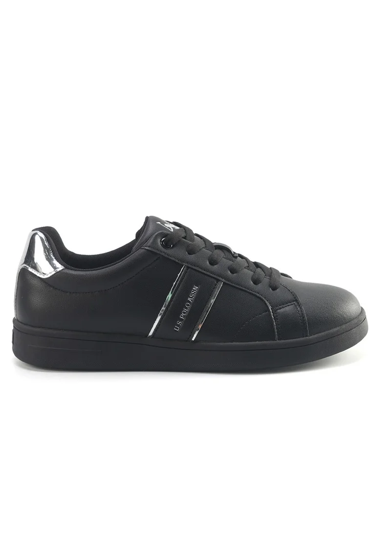 U.S. Polo Assn. Women's Black Sneakers with Metallic Accents – Sleek Design for Modern Casual Style